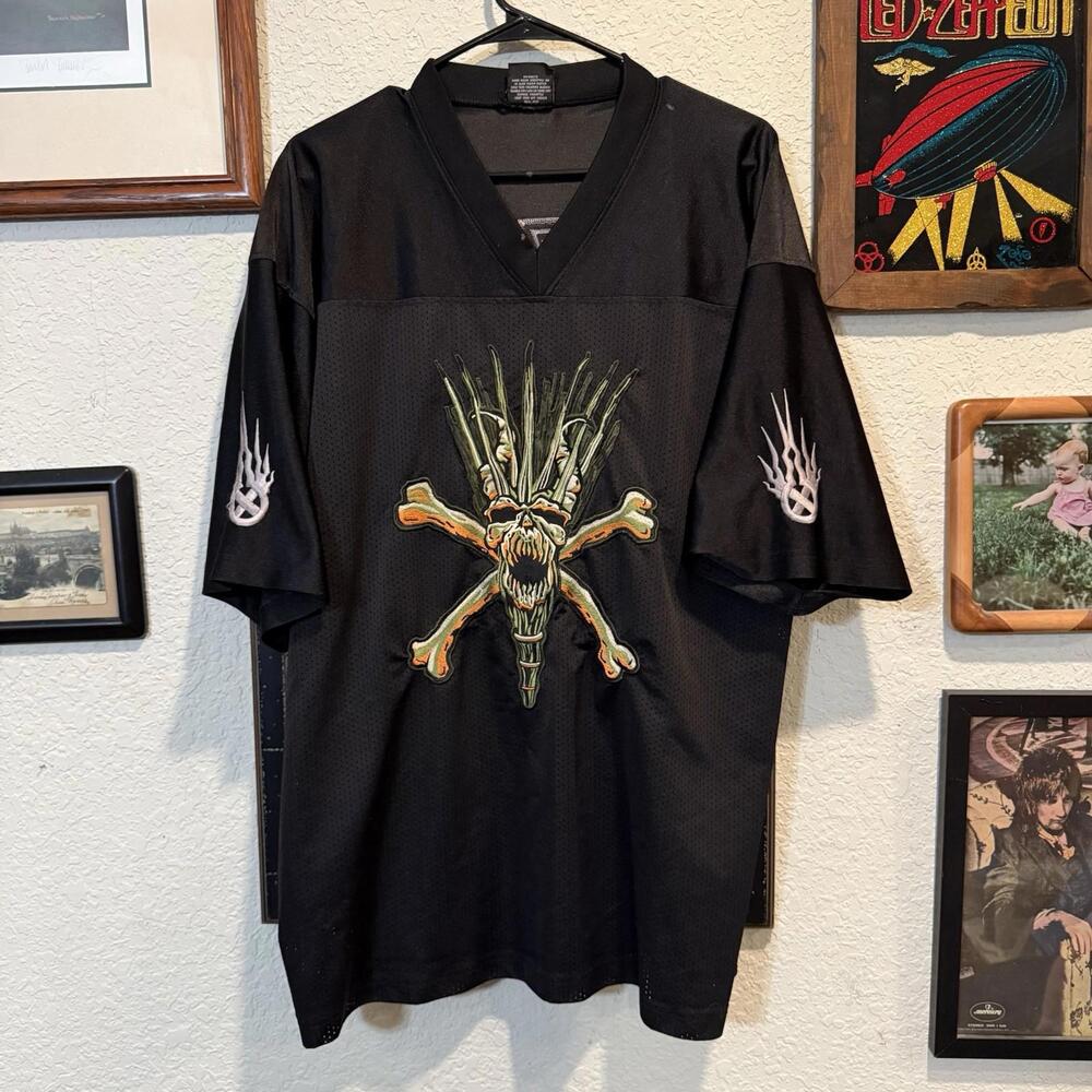 Vintage 90s Ultra RARE Static-X USA Embroidered Numetal Football Jersey Sz Large